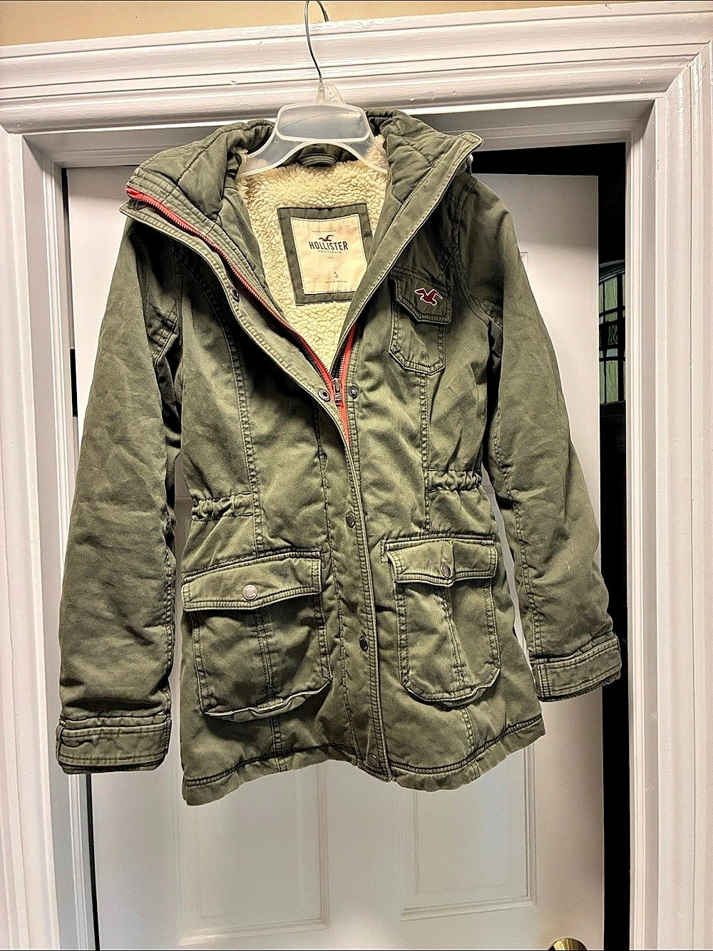 Hollister Sherpa Lined Utility Jacket Green Small